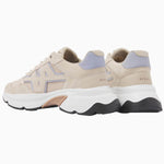 Nubikk Ross Trek beige sneaker from the back, showing the heel, chunky white sole and peach accents.