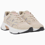 Nubikk Ross Trek beige sneaker at a front angle, showing the mesh upper and geometric N stitching.