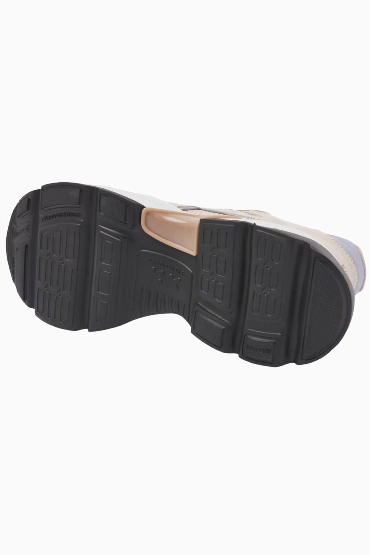 Underside of the Nubikk Ross Trek beige sneaker, showing the black-and-white EVA tread.