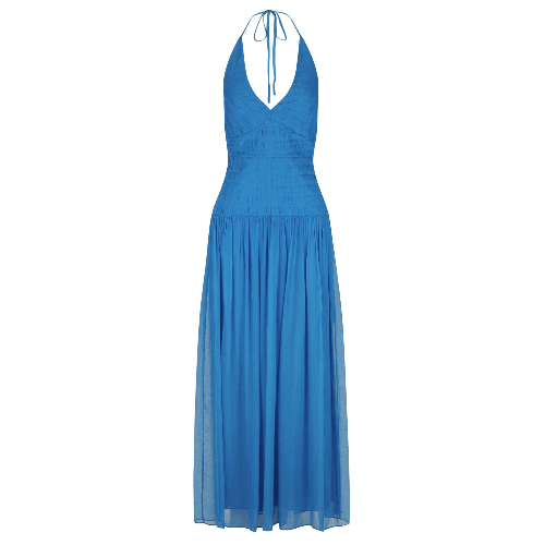 SHONA JOY - LEILANI Halter Tie Midi Dress | Pacific Blue