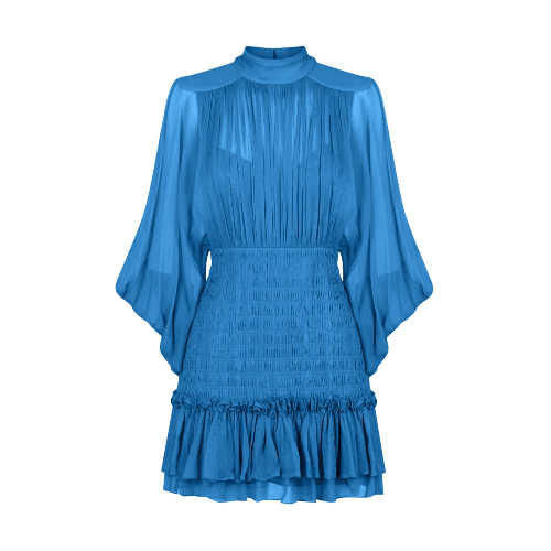 SHONA JOY - LEILANI Long Sleeves Mini Dress Pacific Blue