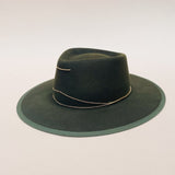 Van Palma ANNA fedora hat in forest green wool felt with gold-plated chain