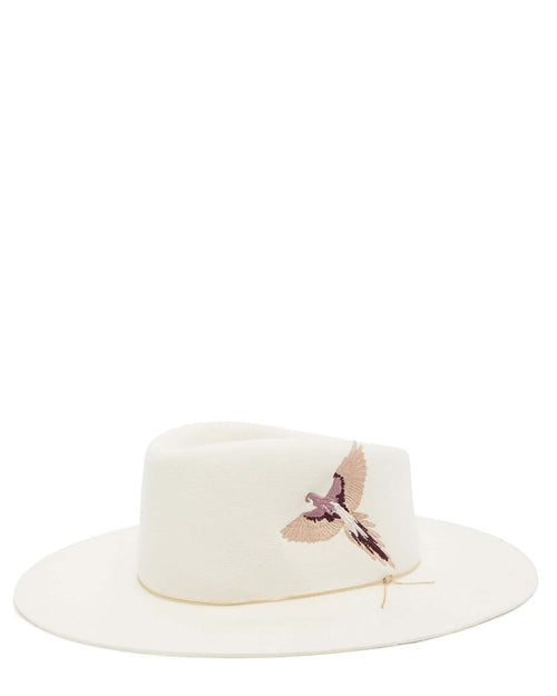 Chapeau Fedora DAKOTA brodé avec bordure dorée | Blanc cassé 