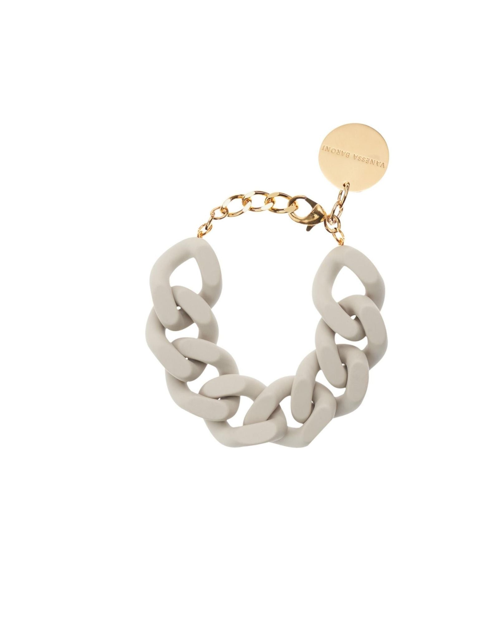 Vanessa Baroni Flat Chain Bracelet in grey matt with chunky flat acetate links
