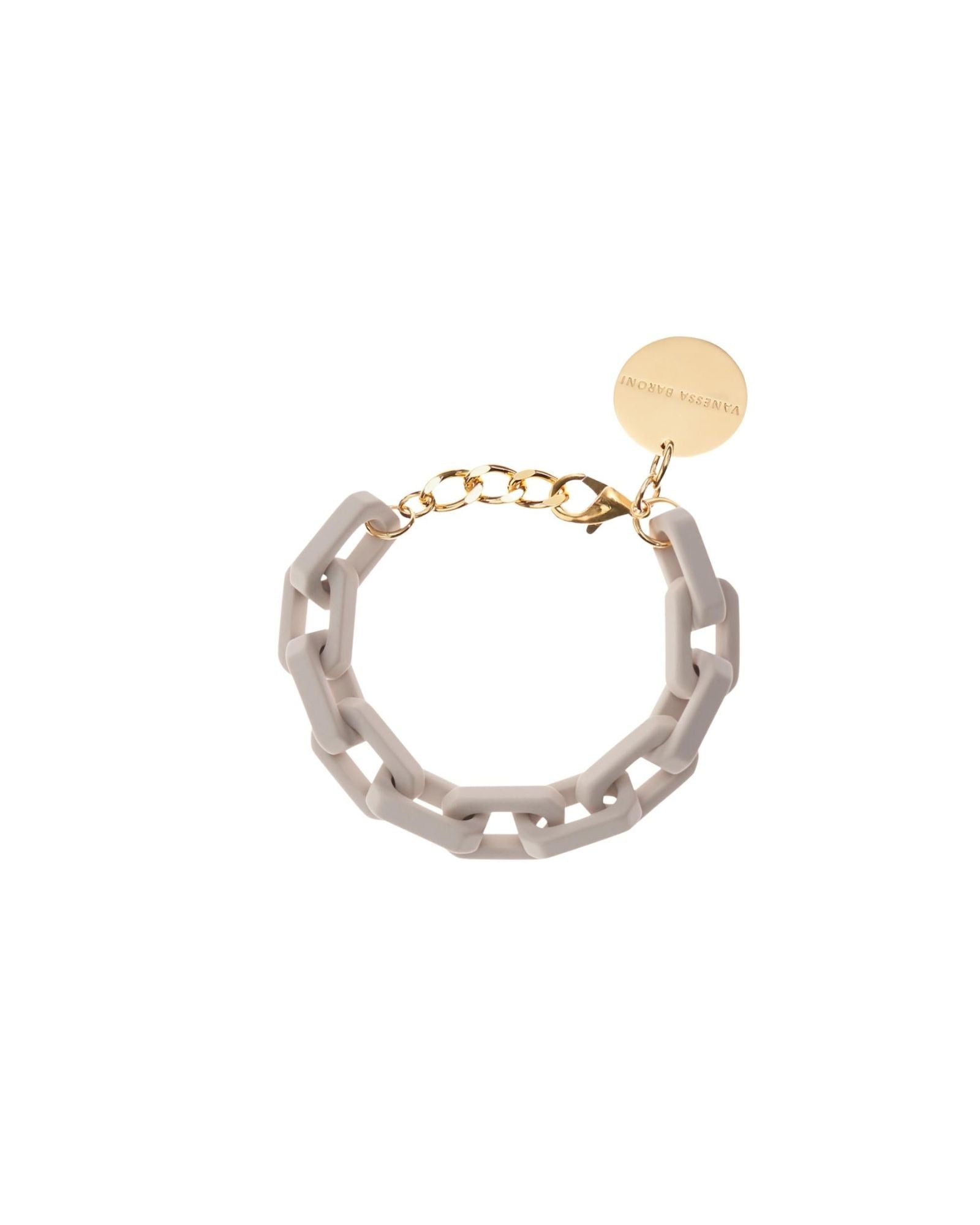 Vanessa Baroni Tank Bracelet in Matt Grey Finish - Timeless Acetate Design with Gold Clasp 