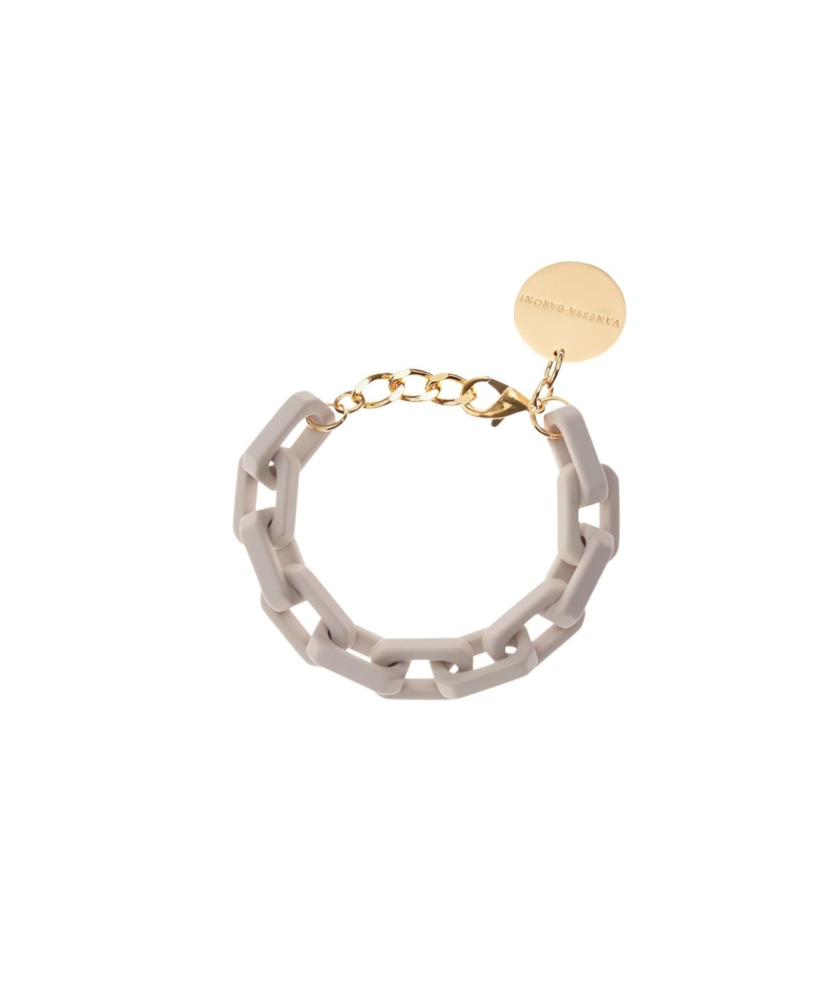 Vanessa Baroni Tank Bracelet in matt grey acetate with gold-tone carabiner clasp
