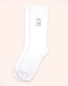 Vfelder's Hand-Embroidered 'BUTTOCKS' Design on White Socks - Crafted in Switzerland with Love