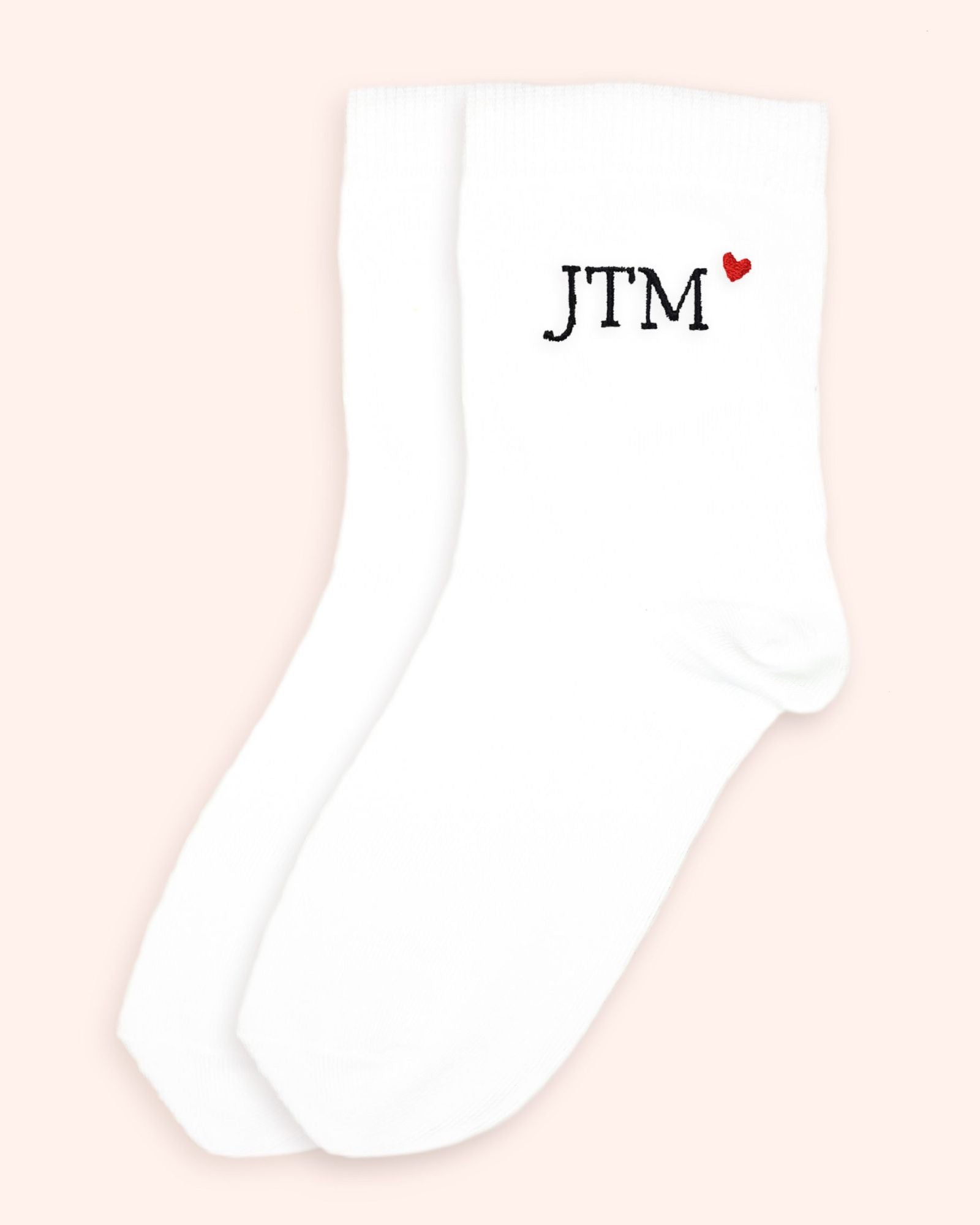 White JTM-Embroidered Socks by VFELDER 