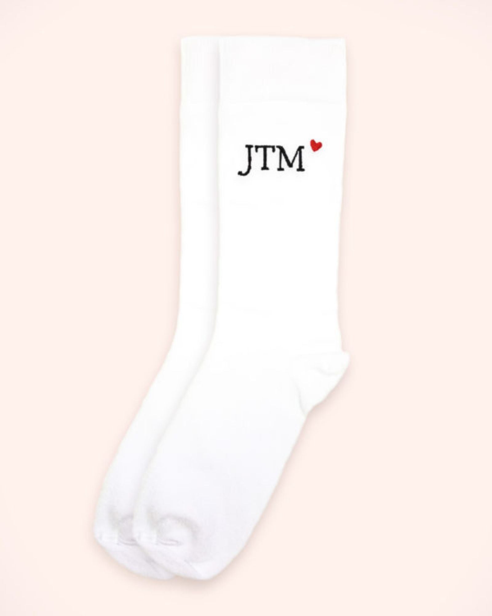 White JTM-Embroidered Socks by VFELDER - Handcrafted Comfort and Love
