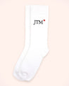 White JTM-Embroidered Socks by VFELDER - Handcrafted Comfort and Love