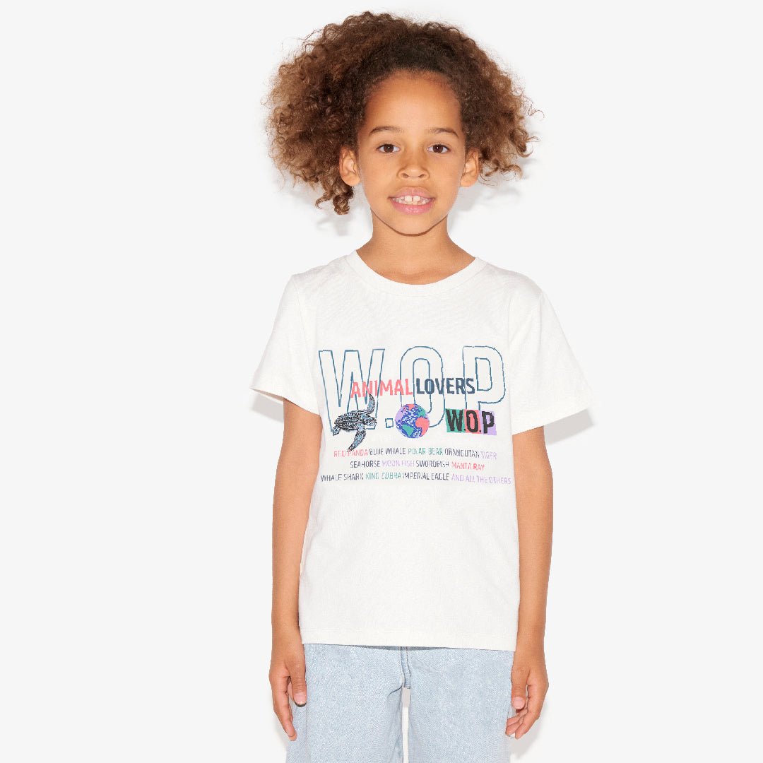 WOP - Animal Lovers" printed T-shirt for children in organic cotton