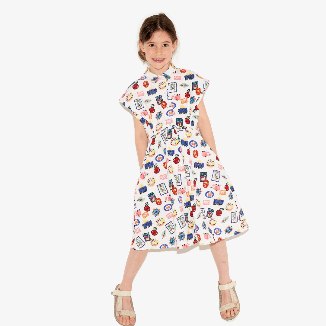 WOP - Tutti Frutti" printed dress for children in organic cotton